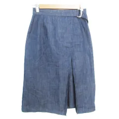 インディヴィ INDIVI デニムスカート 台形スカート ミモレ丈 リングベルト 38 インディゴブルー 紺 ネイビー /FF36