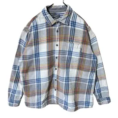 2XL エディーバウアー グレー チェック オーバーサイズ カジュアル シャツ レディース ユニセックス メンズ 古着 長袖