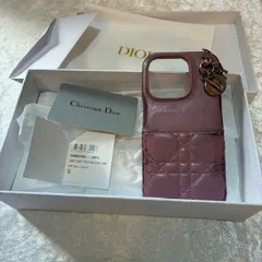 クリスチャンディオール　ChristianDior　LADYDIOR　ラムスキンレザー　iPhone14pro専用ケース　ダークラベンダー