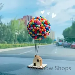 【新品未使用】1 ピース木製バルーンハウスカーオーナメント - 手作りコレクターフィギュア★マルチルーム装飾★屋内と屋外の両方に適して