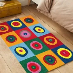 【新品?未使用】ラグ カーペット モダンスタイル カラフル 抽象的なパッチワーク エリアマット ボヘミアン ペルシャフロアマット リビング