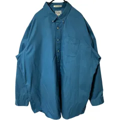 2XL エルエルビーン オーバーサイズ 無地 シンプル 単色 ネイビー ブルー ボタンダウン シャツ レディース ユニセックス メンズ 古着 長袖