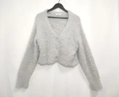 【224806】NICE CLAUP ナイスクラップ  フェイクファーカーディガン　長袖ニット　Vネック　ポリ100％　F  ・ グレー