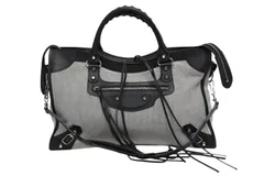 BALENCIAGA バレンシアガ Giant City ジャイアント シティ 2WAYバッグ 173084 ホワイト ブラック シルバー金具 美品 中古 4b011274
