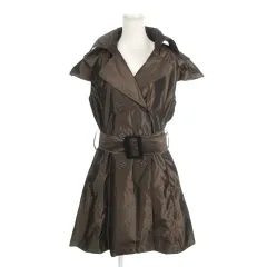 ブガーリ BUGARRI トレンチワンピース M～L 茶 ブラウン ダブルブレスト フリル袖 ベルト付き /AH22 ■GY58