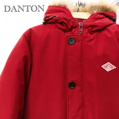 DANTON ダントン タッサーダウンジャケット フード付き ファー サイズ36 レッド レディース