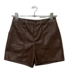 未使用品 レディース デルソルゴルフ DELSOL GOLF ショートパンツ M ブラウン フェイクレザー 裏起毛