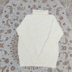 ウール混 レディース タートルネック ケーブル編み ニット 55