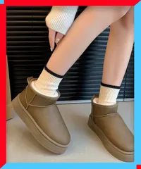 新品 ムートンブーツ レディース 厚底 裏起毛 冬靴 防寒 もこもこ ボアシューズ 保温 美脚 モカシン厚底 【送料無料】