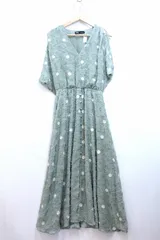 【225960】ZARA ザラ  ノースリーブ ロングワンピース ドット刺繍  M 0097/027/098
