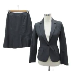 ノール シュド NORD SUD スーツ セットアップ 上下 テーラードジャケット シングルボタン ミドル丈 フレアスカート ひざ丈 上36 S 下34 XS グレー /YS49 ■GY58