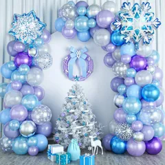 クリスマス バルーン 飾り付け Christmas 風船 バルーンアーチ ガーランドキット 装飾 飾り イベント パーティー 学園祭 文化祭 誕生日 店舗装飾 紙吹雪風船 雪の結晶 紙吹雪 バルーンアート ブルー パープル ホワイト