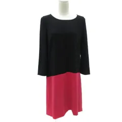 ダナキャランニューヨーク DKNY ワンピース ひざ丈 S 黒 ブラック 長袖 ラウンドネック バイカラー /SM2 ■GY58