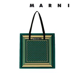 ✨新品同様・保存袋付✨MARNI FLOWERCAFE バンダナトート グリーン 