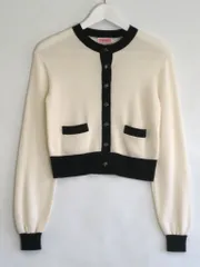 【228495】kate spade ケイトスペードニューヨーク  ニットカーディガン　ボレロ  ・XS ホワイト|ブラック