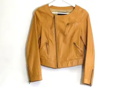 【228060】UNTITLED アンタイトル  ラムレザー　ノーカラー　ライダースジャケット  ・2 キャメル
