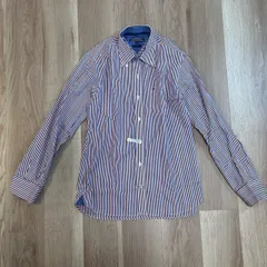 【227131】TOMMY HILFIGER トミーヒルフィガー  クリーニング済み　細ストライプ　長袖シャツ　サイズM メンズ  ・ マルチカラー