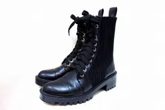 【227534】ZARA ザラ  ニット切替 レースアップブーツ  ・35 7174/001/040 ブラック