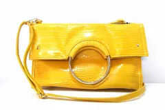 【228646】ear PAPILLONNER イア パピヨネ  クロコ型押し　3WAY トート ショルダーバッグ イエロー