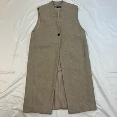 【228315】ZARA ザラ  ノースリーブコート　アウター　ロング　ポリエステル　EURS  ・ ベージュ系