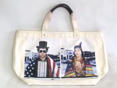 【226915】TOMMY HILFIGER トミーヒルフィガー  Free Arts NYC ラージ　キャンバストート 厚生地　プリントデザイン　ハンドルレザー ホワイト