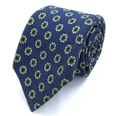 スーツセレクト ブランド ネクタイ 総柄 小紋柄 スクエア柄 コットン シルク PO メンズ ネイビー SUIT SELECT 【中古】