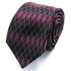 オリヒカ ブランド ネクタイ チェック柄 ダイヤ柄 格子柄 シルク PO メンズ ワインレッド ORIHICA 【中古】