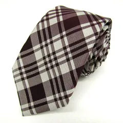 オリヒカ ブランド ネクタイ チェック柄 格子柄 シルク PO メンズ ワインレッド ORIHICA 【中古】