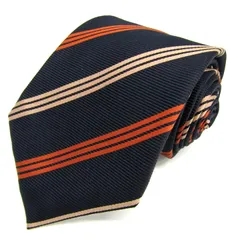 タカキュー ブランド ネクタイ ストライプ柄 シルク PO メンズ ネイビー TAKA Q 【中古】