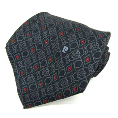 ピエールカルダン ブランド ネクタイ ロゴ 総柄 小紋柄 ダイヤ柄 シルク イタリア製 PO メンズ ネイビー Pierre Cardin 【中古】