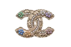 新品未使用 CHANEL シャネル ココマーク ブローチ 重量約20.6g A21P刻印 フェイクパール フラワーモチーフ GP メタル ゴールド 中古 4b010925