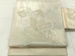 平和屋着物◎九寸名古屋帯　総刺繍　駒刺繍　花絵巻　正絹　逸品　AABE3096uk