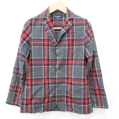 ジムフレックス Gymphlex シャツ 長袖 オープンカラー チェック柄 グレー 赤 レッド M