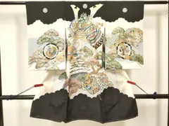 平和屋着物[]お宮参り　男の子　祝着　産着　初着　のしめ　龍　兜　風景松文　暈し染め　金銀彩　逸品　未使用　DABA3740ma
