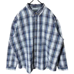 2XL ボタンダウン カジュアル チェック オーバーサイズ エディーバウアー グレー シャツ レディース ユニセックス メンズ 古着 長袖