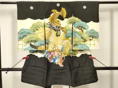 平和屋着物[]お宮参り　男の子　祝着　産着　初着　のしめ　刺繍　鷹　鷲　龍魚　松文　金彩　逸品　DABA3743ma