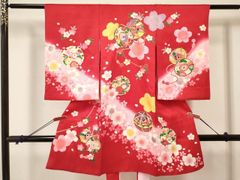 新品 正絹 日本製】多色染め 金駒刺繍京友禅 お宮参り 産着 女の子