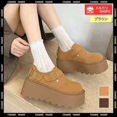 【ブラウン】ローファー レディース 厚底 スエード調 ベルト付き プラットフォームシューズ ボリュームソール 歩きやすい 疲れにくい 美脚 韓国風 通勤 通学 CH99YYXC-052