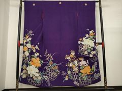 平和屋着物○上質な小紋 総刺繍 舞桜 楽器文 蛍暈し 金糸 正絹 逸品
