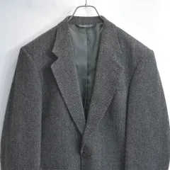 90s USA製 LANDS' END ランズエンド ヘリンボーン ストライプ ウール テーラードジャケット ヴィンテージ ビンテージ アメリカ古着 メンズL相当のサムネイル