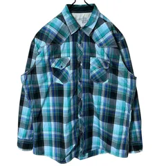 XL ラングラー ウエスタン チェック オーバーサイズ ブルー 青 シャツ レディース ユニセックス メンズ 古着 長袖
