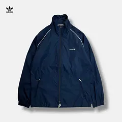 80s adidas ナイロンジャケット デサント製 ネイビー M