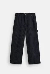 ザラ ストライプ リラックスフィット パンツ ブルー 29サイズ