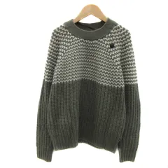 ジースターロウ G-Star RAW ニット セーター 長袖 ラウンドネック ローゲージ オーバーサイズ S カーキ オフホワイト /YS37