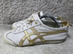 235 オニツカタイガー 멕시코66 白 GOLD スニーカー 中古 靴
