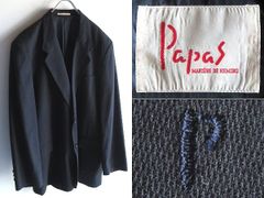 麻100%】パパス リネン ジャケット 濃紺 高級素材 2B 背抜き 大きい