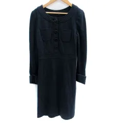 ジルスチュアート JILL STUART ワンピース ひざ丈 長袖 ラウンドネック 0 小さいサイズ 紺 ネイビー /SM30
