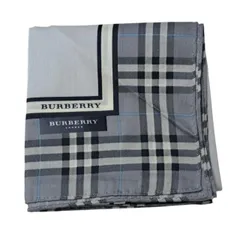 未使用 バーバリー  ロンドン ハンカチ スカーフ 綿 コットン 100％ チェック 水色 ライトブルー グレー BURBERRY LONDON レディース メンズ