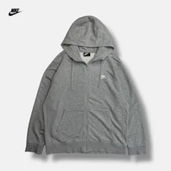 00s NIKE フルジップパーカー 刺繍ロゴ y2k グレー XL
