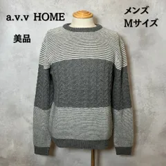 a.v.v HOME アーヴェヴェホーム　ニット　セーター　ボーダー　グレー　Mサイズ　メンズ　美品　【B-2】のサムネイル